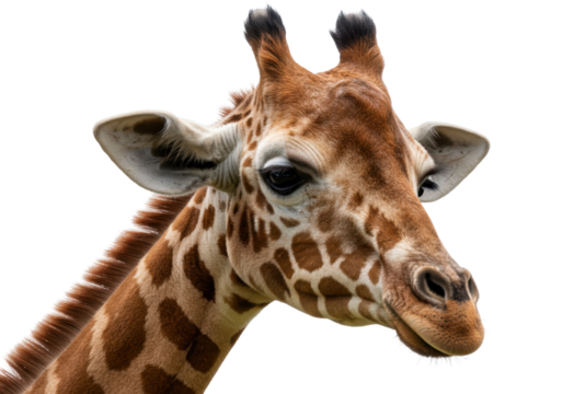 Isolated Close-up of a Giraffe Head Profile