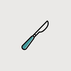 Minimalist Icon Design Teal and Green Scalpel Medical Tool Healthcare Symbol Illustration Simple Line Art Graphic