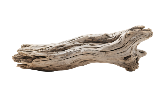 Transparent PNG Driftwood,  Detailed Close-up of a Weathered Driftwood Piece Isolated on a Transparent Background, Perfect for Design and Nature-Inspired Projects