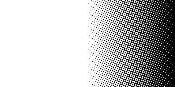 Dotted halftone gradient texture. Vanishing polka dot background. Repeating dots gradation pattern background. Black fading comic pop art overlay backdrop. Raster effect wallpaper.