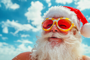 Santa Claus with Sunscreen - Santa with beach glasses, generated AI