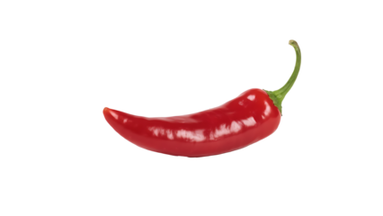 Transparent PNG of a Single Red Chili Pepper, Vibrant Red Chili Pepper Isolated on a Transparent Background, Perfect for Culinary or Spicy Themed Designs