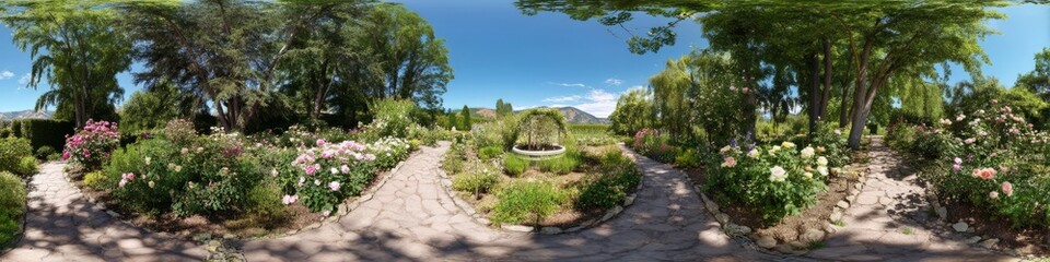 Obraz premium Vibrant garden pathway scenic park hdr 360 degrees hdri view