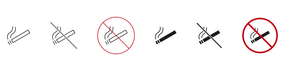 Smoking And No Smoking Icon Set. Tobacco Use And Prohibition Symbol Collection. Health Awareness And Public Safety Sign. Isolated Vector Illustration