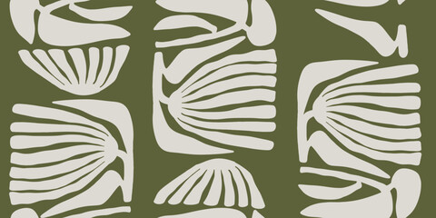 Abstract Botanical Composition in Earthy Tones Pattern