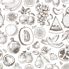 Fruits hand drawn seamless pattern