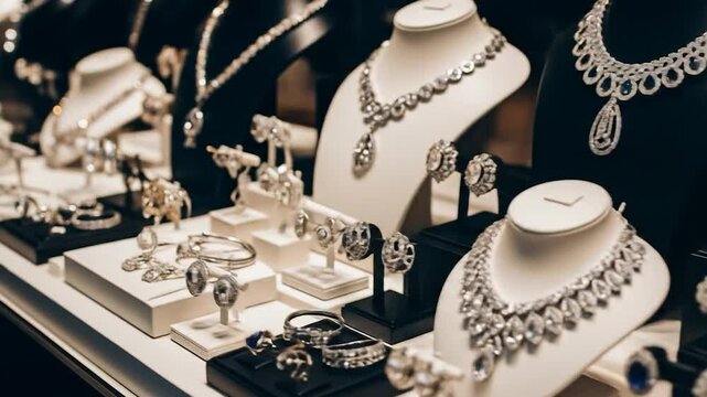 Sparkling Jewels: A Luxurious Display of Diamond Necklaces and Earrings