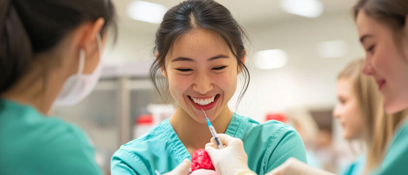 A medical procedure involving the patient and medical staff. Useful in health care articles, training materials for health care professionals, and presentations about medical technology.