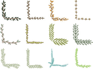 hand draw Leaf conner illustration for decoration on nature, healthy, tea drinks and organic life style concept.