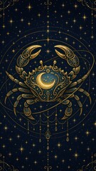 Obraz premium Celestial crab design with stars.