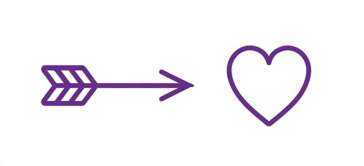 Minimal purple arrow pointing to heart symbol