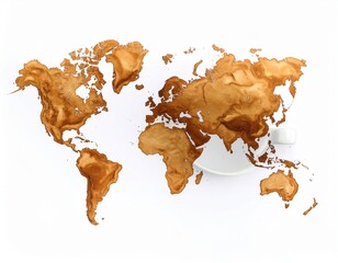 Coffee Stain World Map On White Background