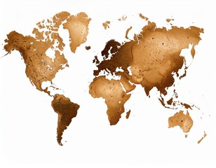 Vintage World Map Illustration In Brown Tones