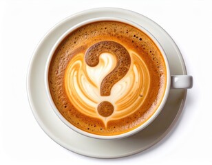 Question Mark Latte Art In White Cup