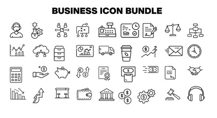 Collection of Business Icons Demonstrating Finance, Communication, and Strategy for Commercial and Personal Use in Digital Projects