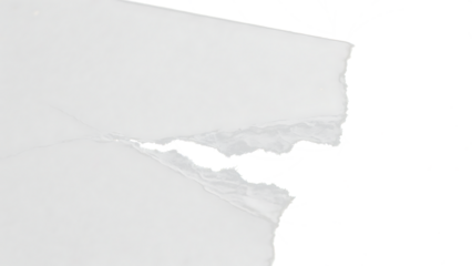 Transparent Ripped Paper PNG, White Paper Texture with Irregular Torn Edge and Crack, High-Resolution Digital Element for Design Projects, Alpha Channel, No Background