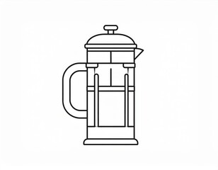 Simple Line Art French Press Illustration
