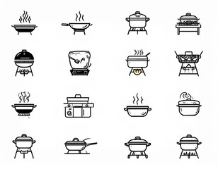 Collection Of Black And White Cooking Utensils