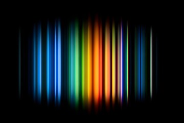 Vertical spectrum light bars on black background with rainbow glow