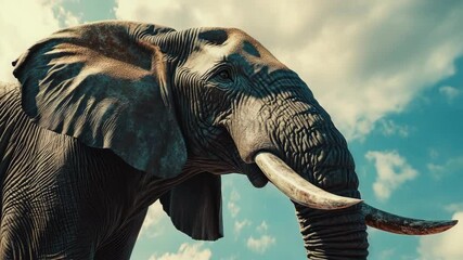 The weathered statues of two elephants stand tall against the sky, a testament to their historical significance and the craftsmanship involved in their creation.