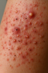 A person with a lot of red spots on their skin