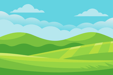 Obraz premium Open Grassland With Fresh Green Grass And Soft Rolling Hills