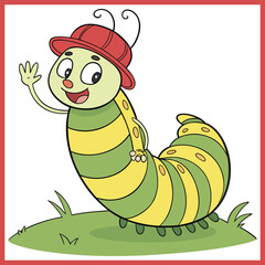 Cute caterpillar cartoon vector illustration