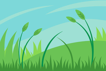 Calm Green Meadow With Tall Grass And Gentle Wind