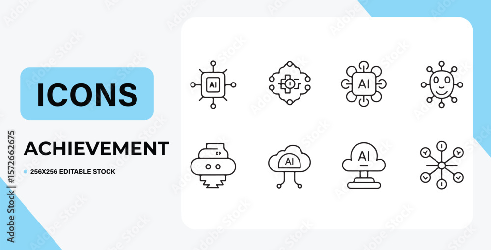 Poster web and business vector icon set illustration for internet communication design