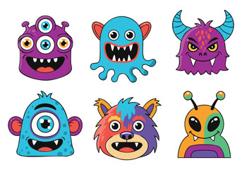 Fototapeta premium Cute Monster Characters: Colorful Pixel Art Designs for Kids