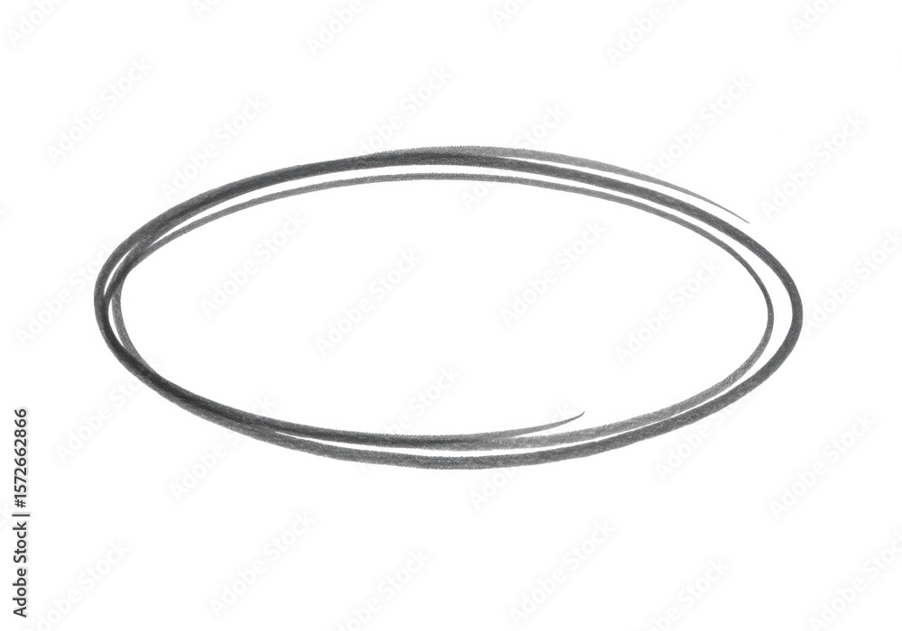 Aufkleber a handdrawn gray circle highlights an element with a simple, sketched outline on white isolated on t