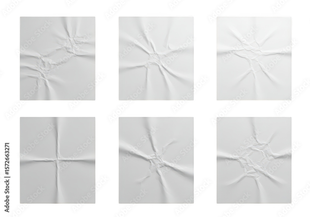 Poster a collection of wrinkled and crumpled white paper textures creates an abstract and aged background i