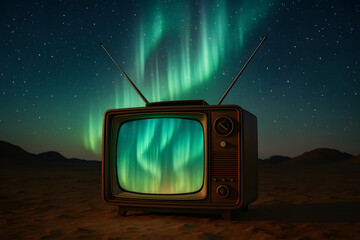 old tv set with space for text