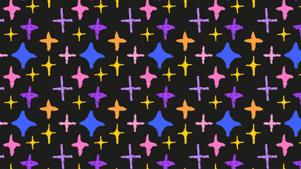 Seamless pattern of pastel brush star texture with soft strokes