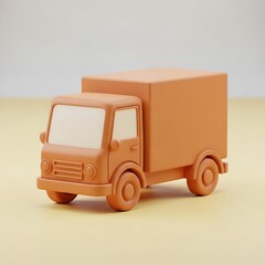 Monochromatic 3D Rendered Delivery Truck on Pastel Background, Minimalist Design.