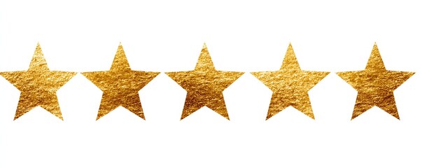 Five gold stars rating icon symbolizing high review and customer satisfaction