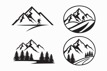 Fototapeta premium mountain icon set silhouette vector