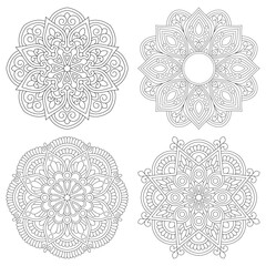 Mandala set, Qualityful flower coloring book pages, vector file