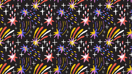 Seamless pattern of pastel brush star texture with soft strokes