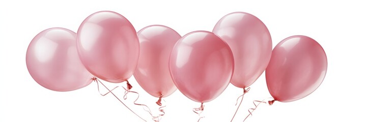 Collection of pink balloons isolated on white background for celebration and party decoration
