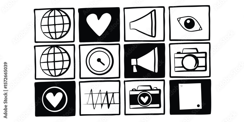 Fototapete comprehensive icon set for web design and user interface development featuring a diverse range of sy