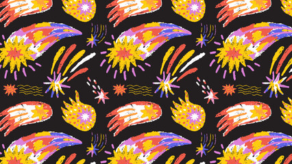 Seamless pattern of pastel brush star texture with soft strokes