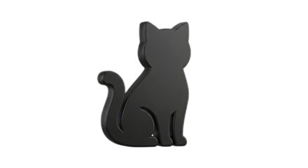 A black silhouette of a cat sitting upright, against a white background.