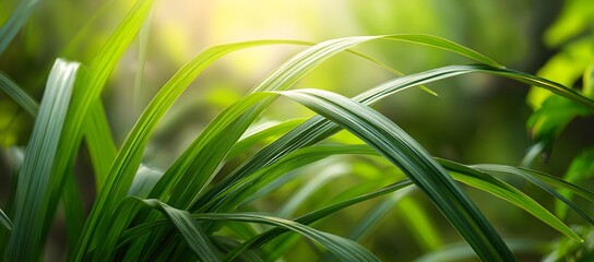 Green leaves in sunlight close-up with natural bokeh