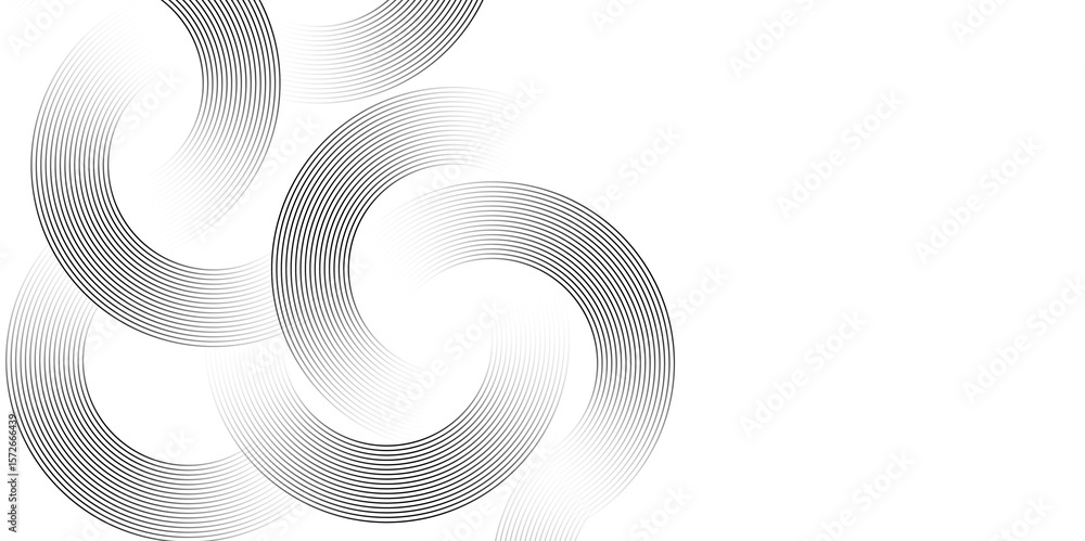 Poster gray abstract swirl pattern made with fine lines on minimalist white backdrop.