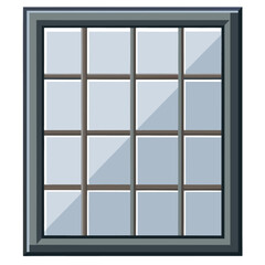 Fototapeta premium Grid-Style Square Window with Steel Gray Frame and Matte Glass
