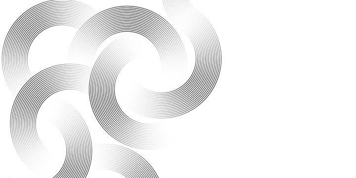 Curved silver line circle pattern in minimalist geometric abstract background.
