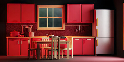 red and white chairs