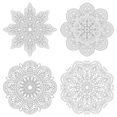 Mandala Flower set, Coloring book pages, vector file
