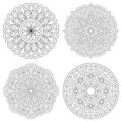 Mandala Floral set, Coloring book pages, vector file